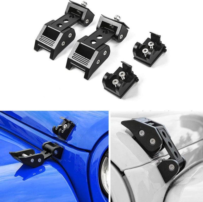 Brangstak Stainless Steel Latch Hood Capture Kit for 2007-2018 Jeep Wrangler JK JKU and 2018-2022 Jeep Wrangler JLJLU Gladiator 2-Door and 4-Door (Black) - Image 1